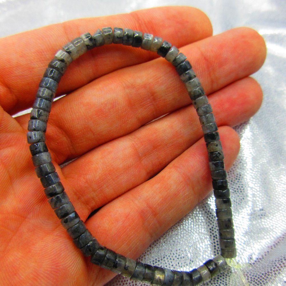 Larvikite 4mm Heishi 7" Stretchy Gemstone Bracelet